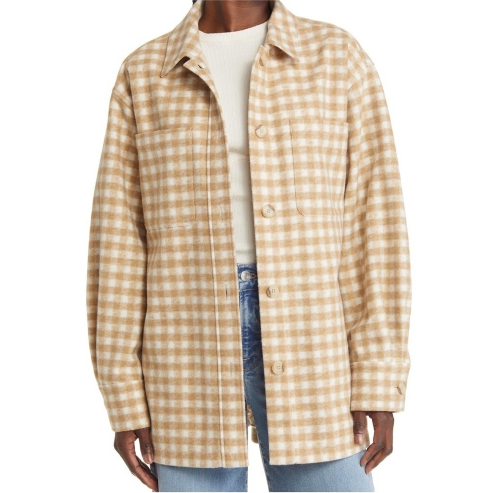 Frame Gingham Oversized Trucker Shirt Jacket